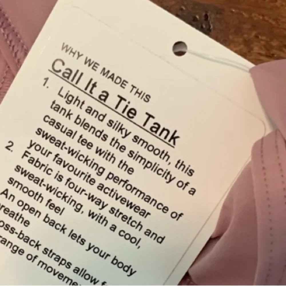 LULULEMON Call It a Tie Tank Size 8 Pink Taupe‎ NEW
